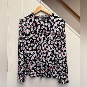 Karl Lagerfeld Black and White Blouse with Pink Accents